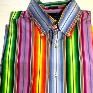 Tommy Hilfiger mens multi color long sleeve shirt slim fit medium